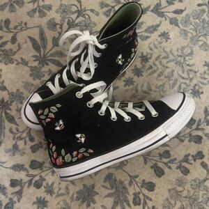 Converse Black Floral High-Top Sneakers